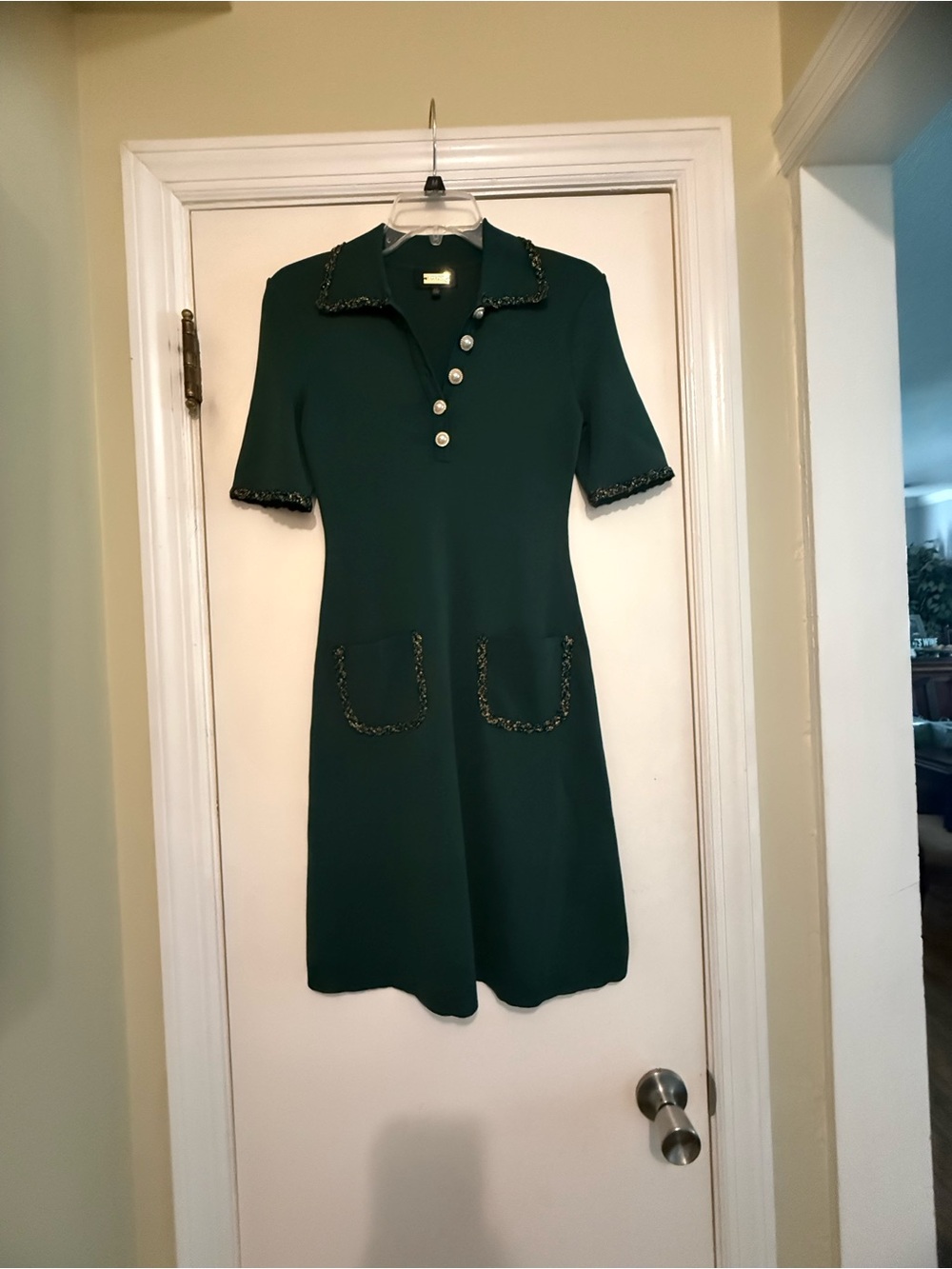 Alexia Admor Emerald Green Polo Mini Dress with Braided Trim